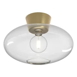 Plafonnier XL Bullo verre transparent Ø38 cm, Laiton