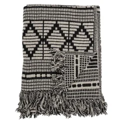 Plaid coton recyclé Bloomingville 130x160 cm, Noir
