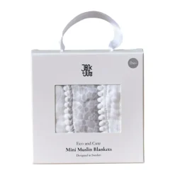 Plaid Pom Pom en mousseline 40x40 cm, lot de 3, Pearl & Giraffe gray