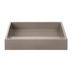 Plateau de décoration laqué Lux 19x19x3,5 cm, Warm grey