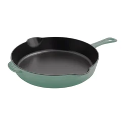 Poêle à frire Staub fonte noire avec bec verseur Ø28 cm, Bois d'eucalyptus