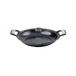 Poêle à paella Signature en fonte polie 33 cm, Noir
