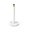 Porte-rouleau de cuisine, Blanc, bouton en laiton