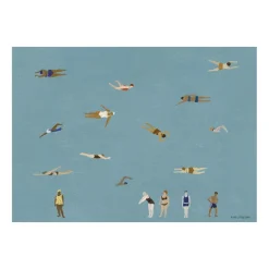 Poster Swimmers, Blue, 50x70 cm