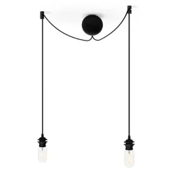 Rosace de plafond avec deux cordons Cannonball, Noir