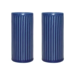 Salière et poivrier Groovy, Blue stoneware