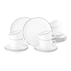 Service à café Lido black line 18 pièces, Blanc à bordure noire