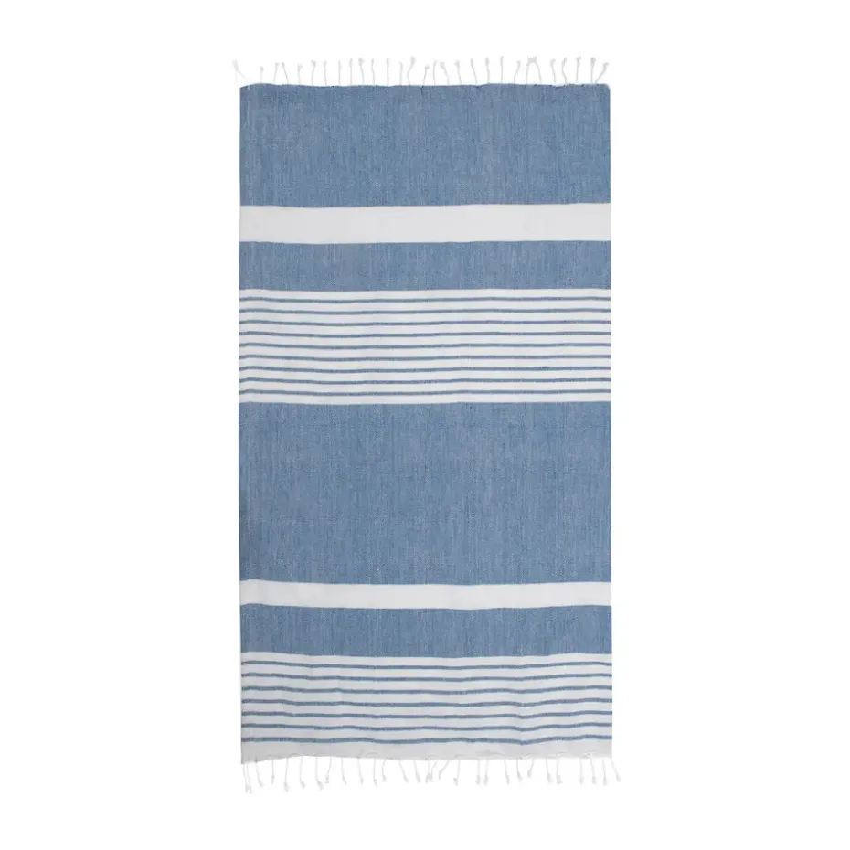 Serviette de bain rayée Ella hamam 145x250 cm, Bleu