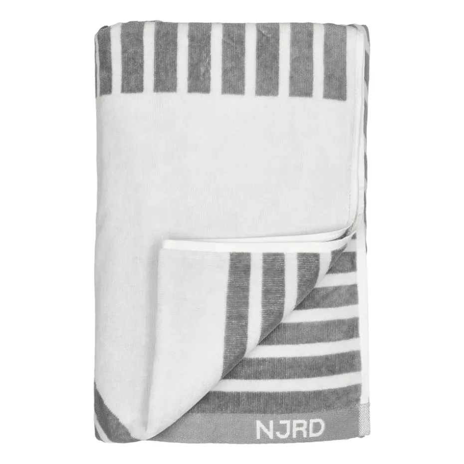 Serviette de bain rayée 100x150 cm, Gris