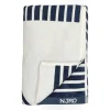 Serviette de bain rayée 100x150 cm, Bleu
