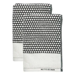 Serviette d'invité Grid 38x60 cm, lot de 2, Noir-off white