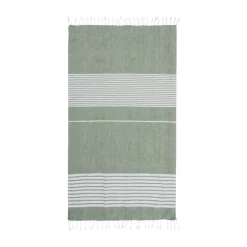 Serviette rayée Ella hamam 90x170 cm, Vert