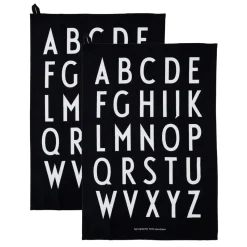 Serviette de cuisine Design Letters 40x60 cm lot de 2, Noir