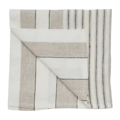 Serviette en lin Noah 50x50 cm, Beige stripe
