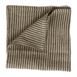 Serviette en lin Stripe 45x45 cm, Noir-sable