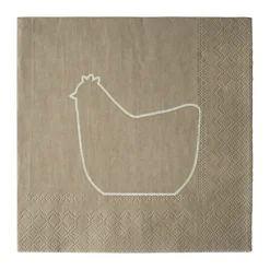 Serviette en papier Happy hen 33x33 cm Lot de 20, Brun