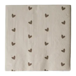 Serviette en papier Heart 33x33 cm, 20 pièces, Brown-beige