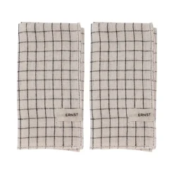 Serviette Ernst rayée 40x40 cm, lot de 2, Noir-beige
