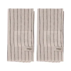 Serviette Ernst rayée 40x40 cm, lot de 2, Noir-beige