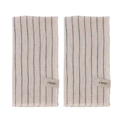 Serviette Ernst rayée 40x40 cm, lot de 2, Bleu-beige
