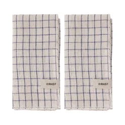 Serviette Ernst rayée 40x40 cm, lot de 2, Bleu-beige