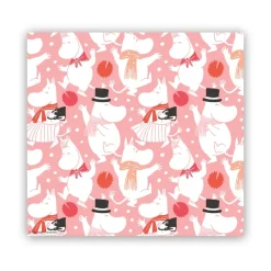 Serviette Moomin Celebration 33x33 cm, lot de 20, Blanc-rose