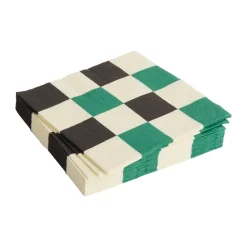 Serviette Pattern Lunch Check 33x33 cm Lot de 20, Off white-green-black M