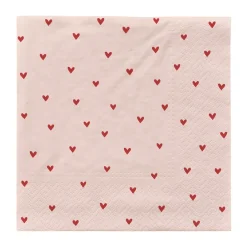 Serviettes Amor 33x33 cm 20 pièces, Soft pink-red