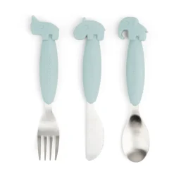 Set de couverts Easy-grip Deer Friends 3 pièces, Bleu