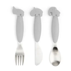 Set de couverts Easy-grip Deer Friends 3 pièces, Gris