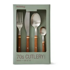 Set de couverts 70's, 16 pièces, Bois massif