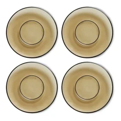 Soucoupe de tasse à café 70's glassware Ø 10,6 cm, lot de 4, Mud brown