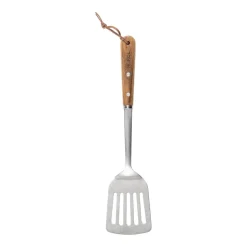 Spatule ajourée en acier inoxydable 36 cm, Hêtre