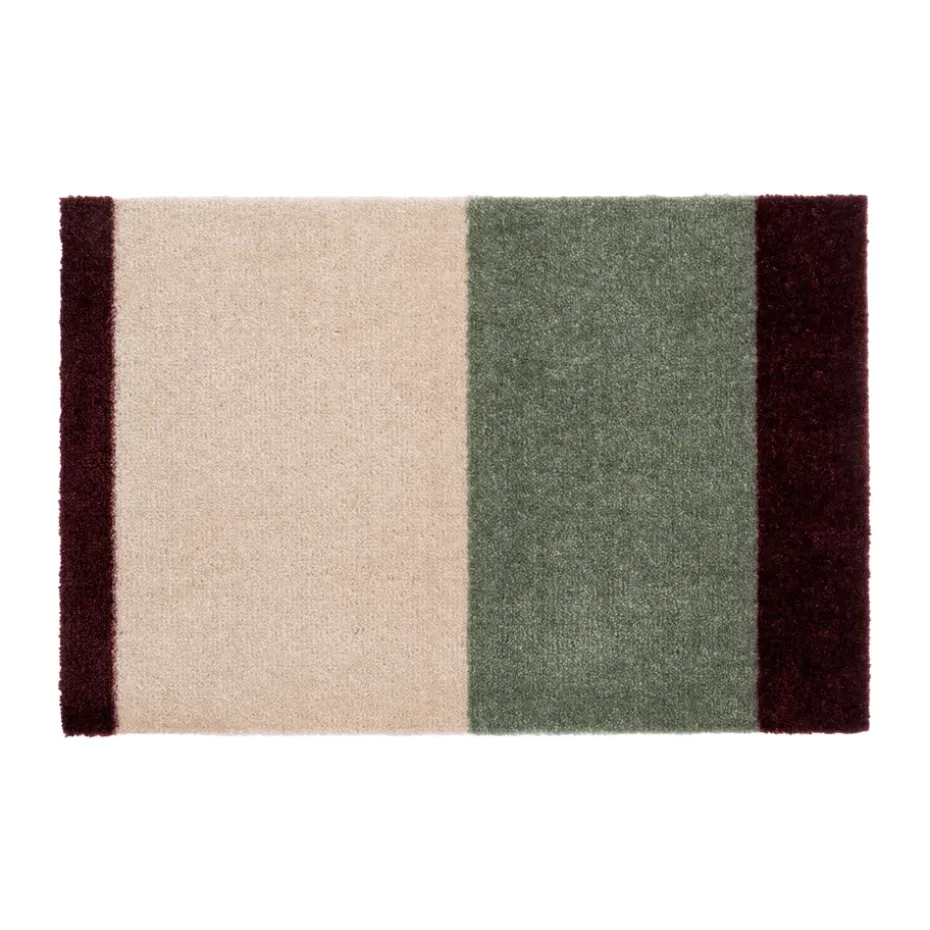 Stripes paillasson horizontal, Green-ivory-bordeaux, 40x60 cm