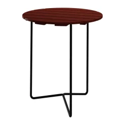 Table 6B, Structure en chêne laqué rouge foncé et acier noir, Ø60 cm
