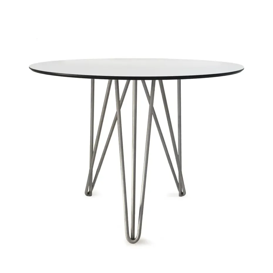 Table High Tech, ø90 cm, Blanc -structure en acier avec galvanisation à chaud