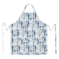 Tablier Picknick petit motif, Bleu-beige