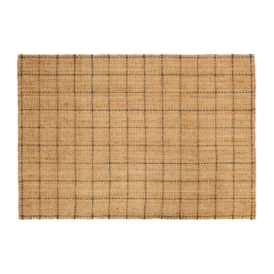 Tapis en jute à carreaux Freja 160x230 cm, Natural-dark grey