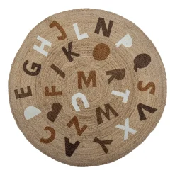 Tapis en jute Dinne Ø130 cm, Alphabet