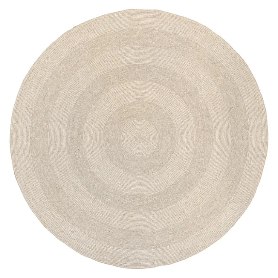 Tapis en jute Ella Ø150 cm, Blanc-nature