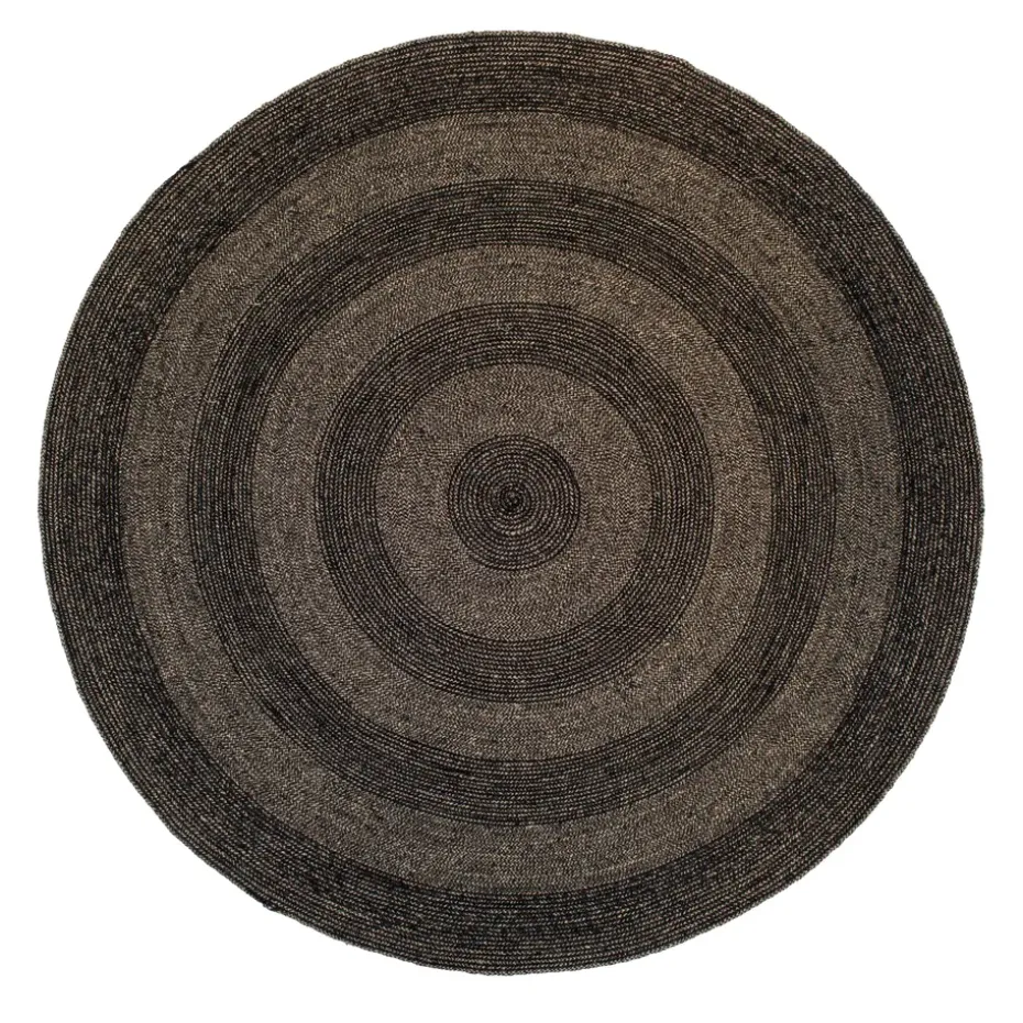 Tapis en jute Ella Ø150 cm, Noir-nature
