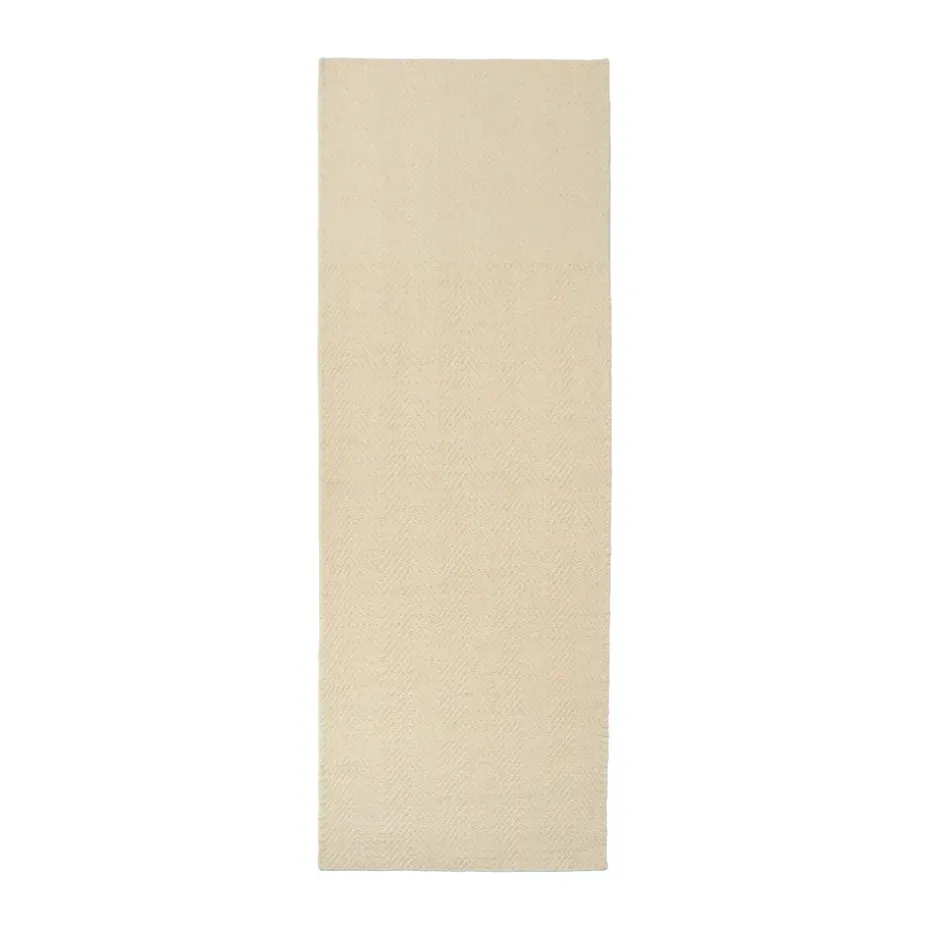 Tapis en laine Furrow blanc nature, 80x240 cm