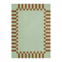 Tapis en laine Teklan Frame, Pistachio camel, 140x200 cm