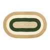 Tapis ovale en jute rayé Elin, 92x150 cm, Vert