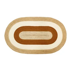 Tapis ovale en jute rayé Elin, 92x150 cm, Brique