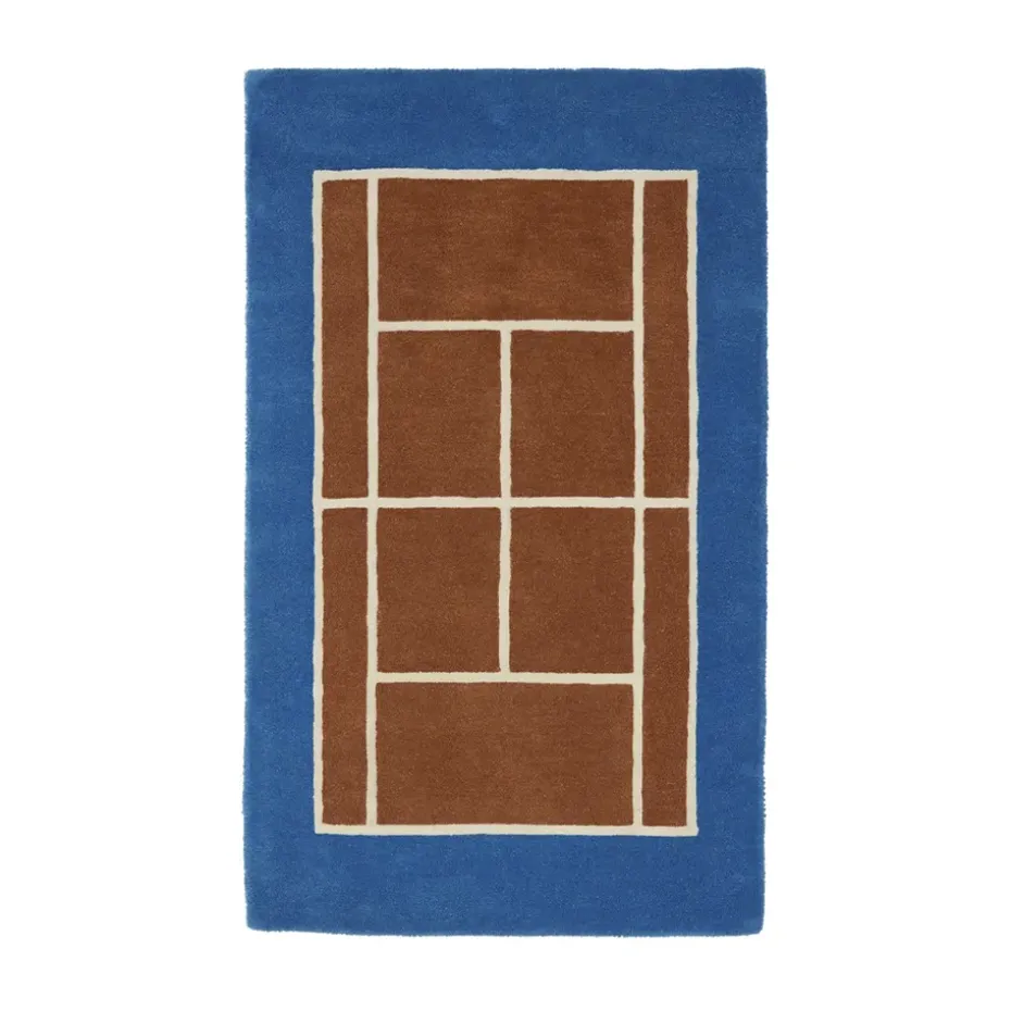 Tapis Tennis, Caramel-Bleu optique, 88x150 cm