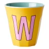 Tasse en mélamine Rice medium lettre W 30 cl, Yellow