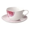 Tasse et soucoupe Rose Garden, Rose - Blanc