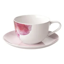 Tasse et soucoupe Rose Garden, Rose - Blanc