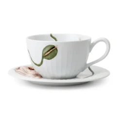 Tasse à thé avec soucoupe Hammershøi Poppy 38 cl, Blanc